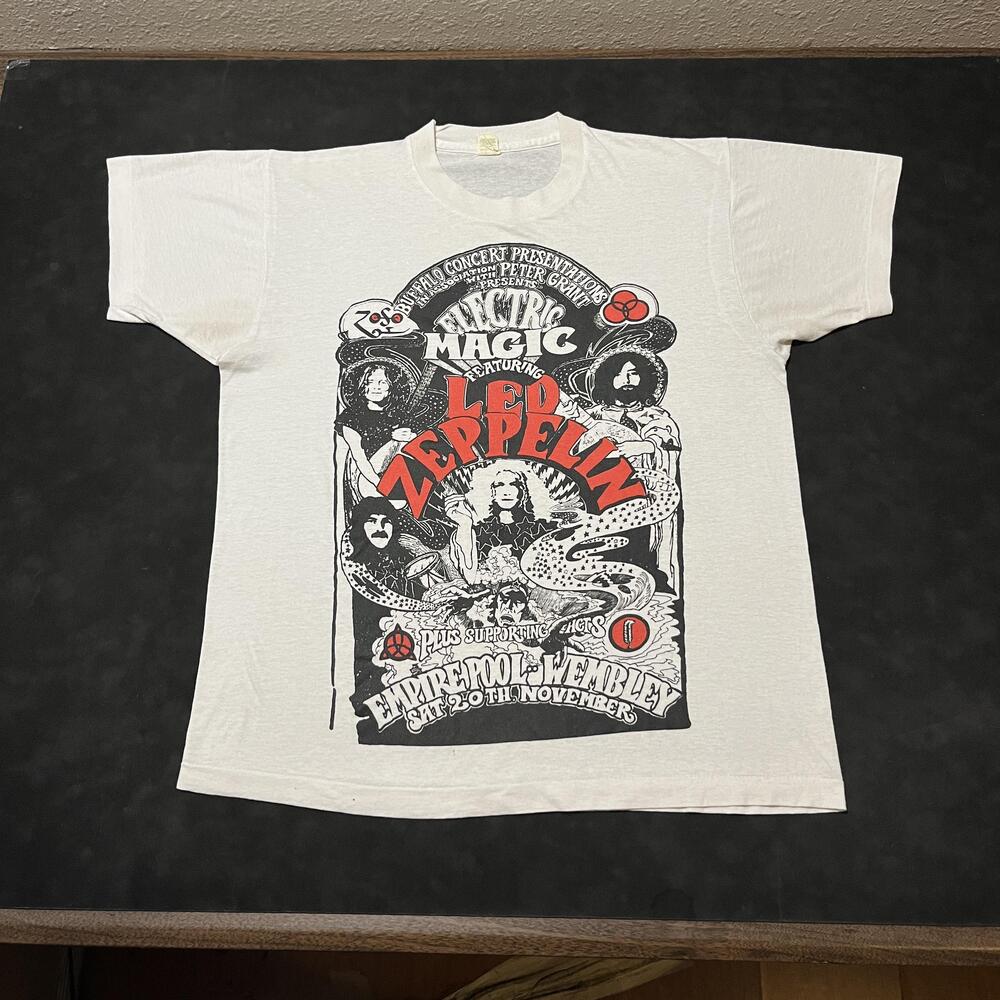 Vintage Led Zeppelin Shirt 80s Electric Magic Tour Wembley Poster One Night Only